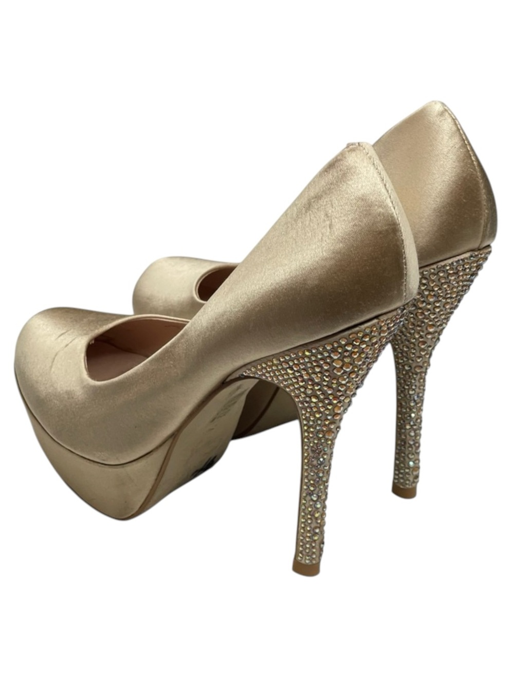 Steve Madden ☀︎︎ Partyy-R Glitter Crystal Platform Stilettos Pumps ☀︎︎ Champagne - Picture 5 of 16